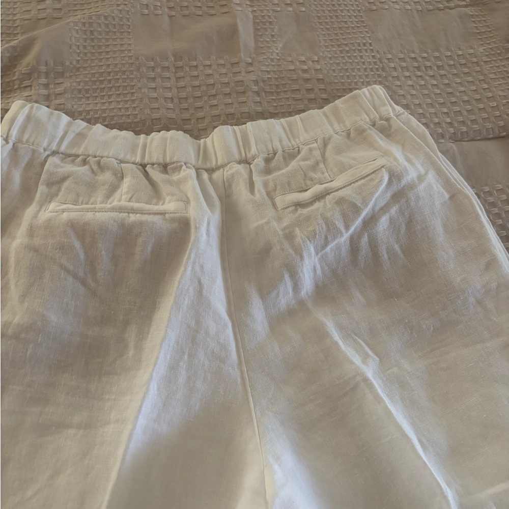 Talbots White Cropped Linen Drawstring Pants - image 3